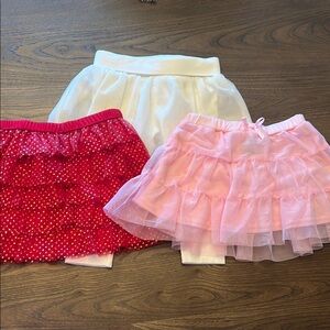 Kids Ruffled Skirts Set - Pink, Red, White